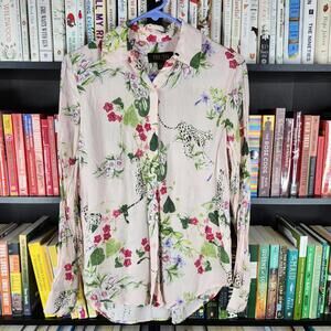 Truth by Republic Floral Leopard Print Button Up Blouse XS